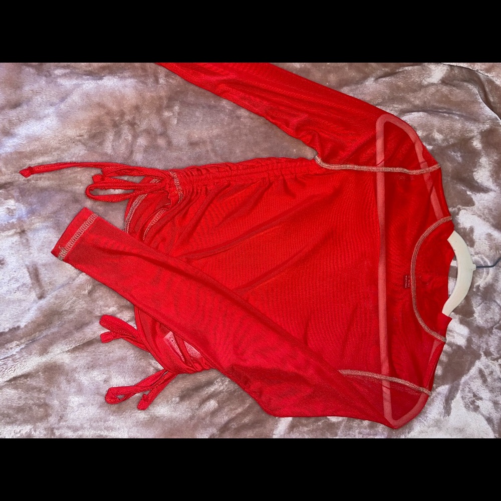 Forever 21 red mesh top